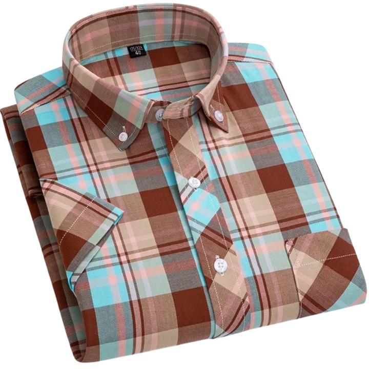 Chemise à carreaux à manches courtes en coton 