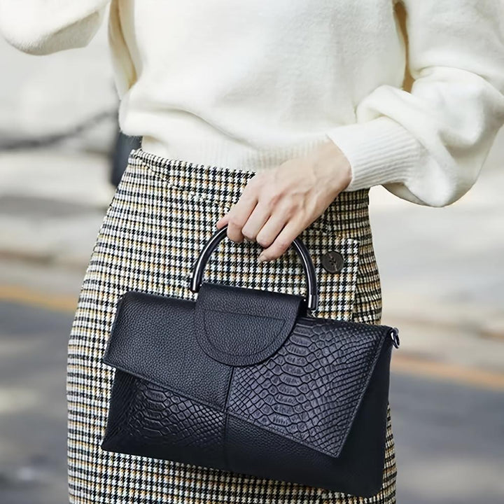 Cassandra | Sac à main avec motif opulent de crocodile 