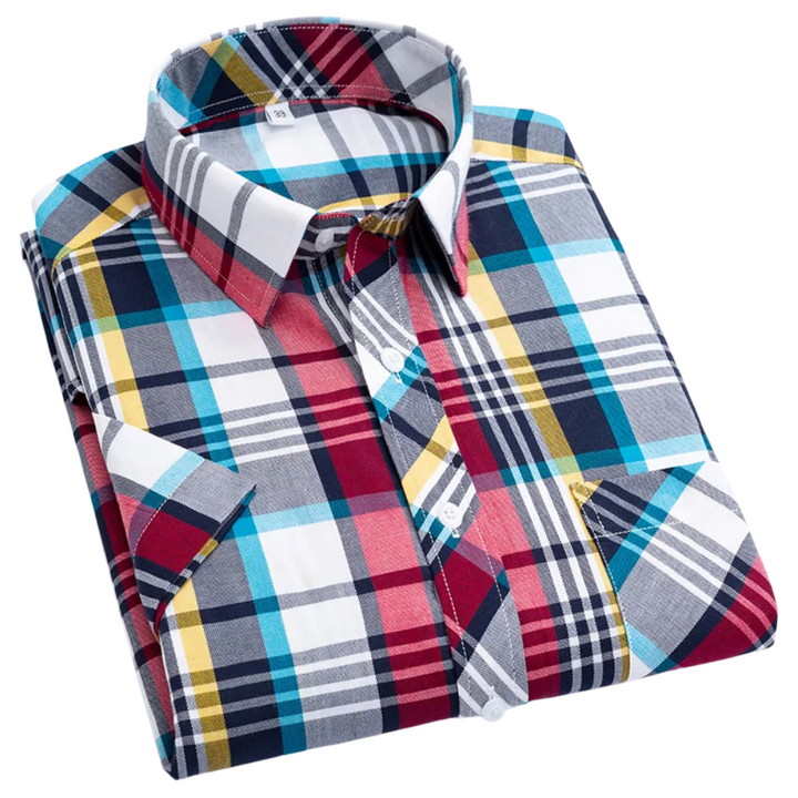 Chemise à carreaux à manches courtes en coton 