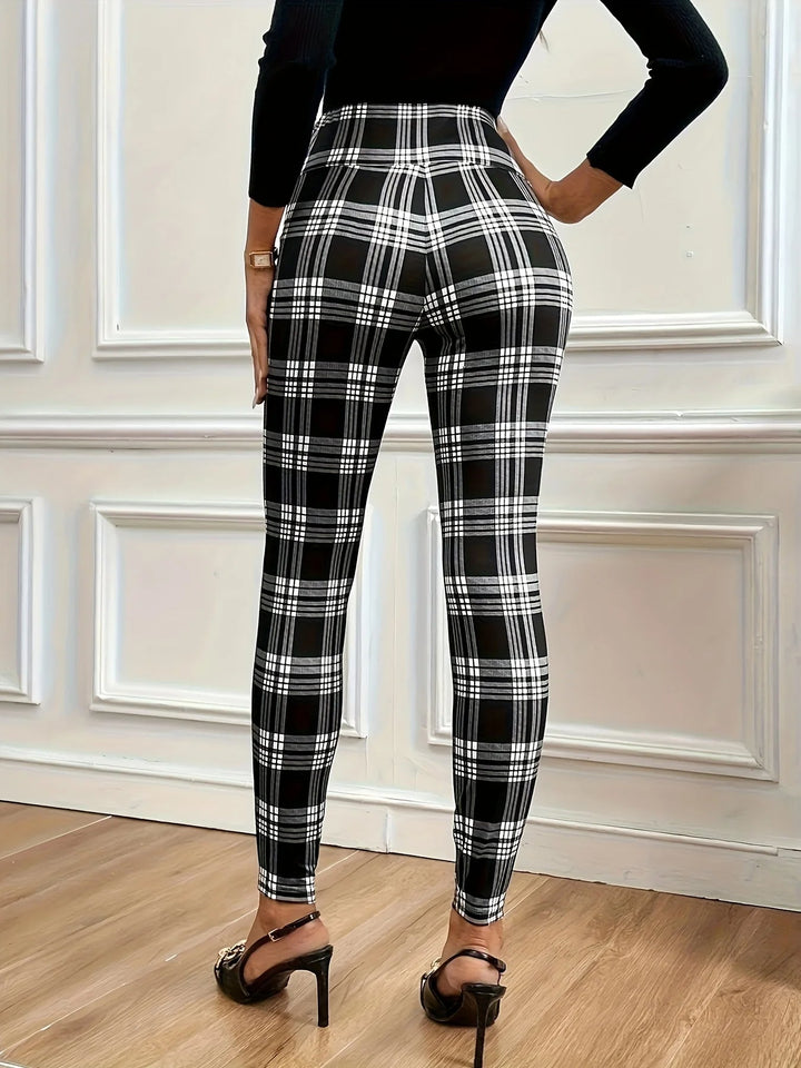 Leggings à carreaux taille haute 