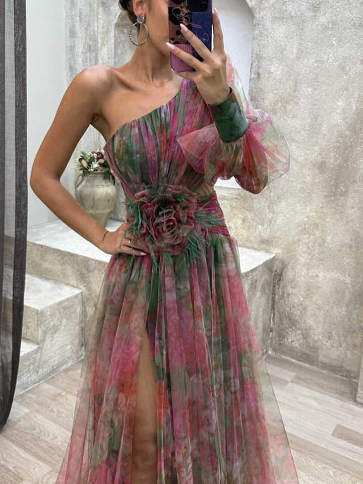 Kayla - Robe Maxi Florale Asymétrique 