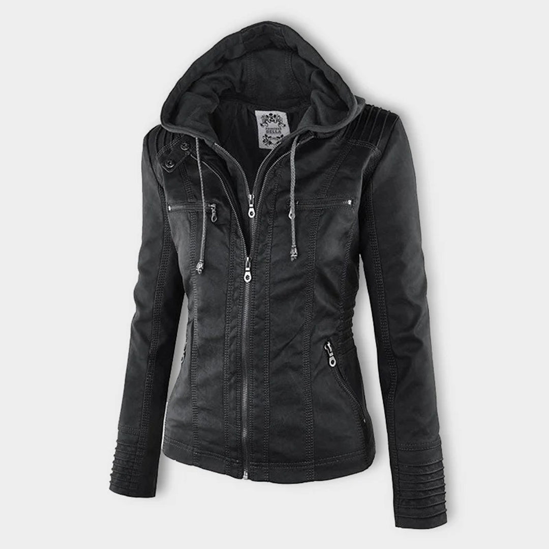 Sienna™ | Veste en similicuir avec capuche 