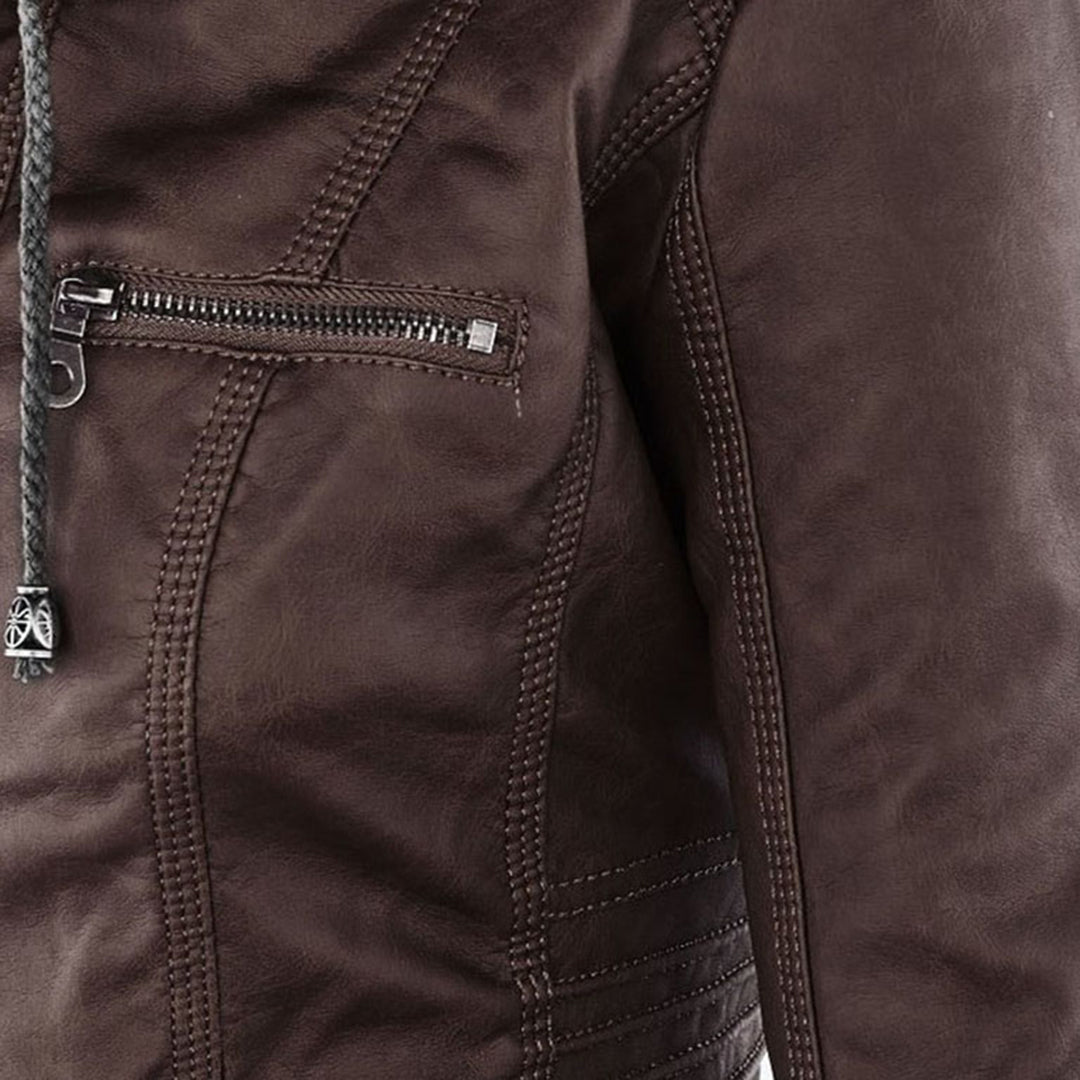 Sienna™ | Veste en similicuir avec capuche 