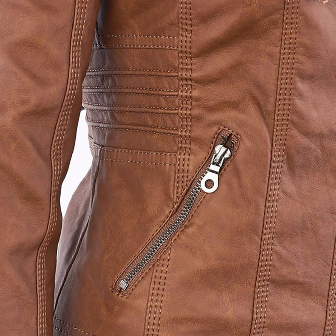 Sienna™ | Veste en similicuir avec capuche 