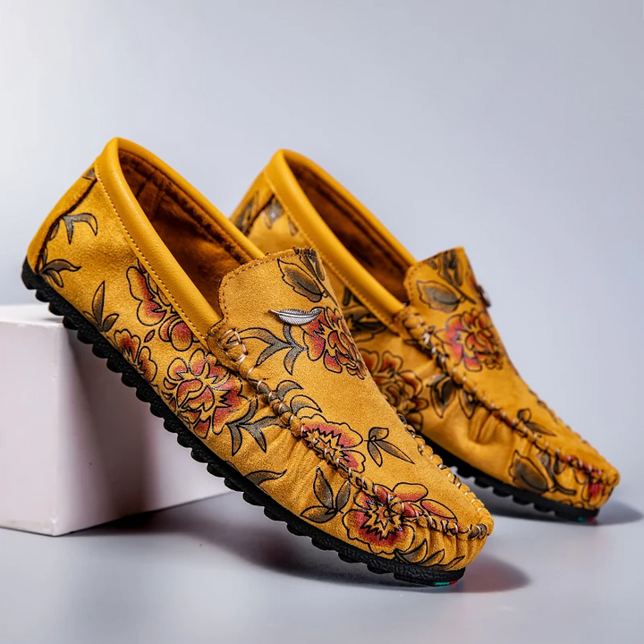 Mocassins en cuir floral 