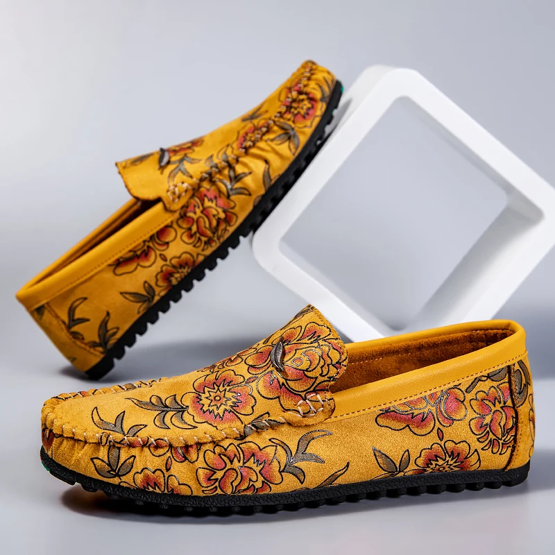 Mocassins en cuir floral 