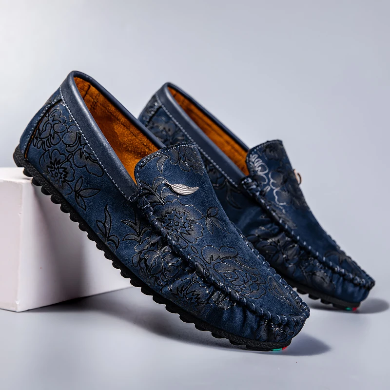 Mocassins en cuir floral 