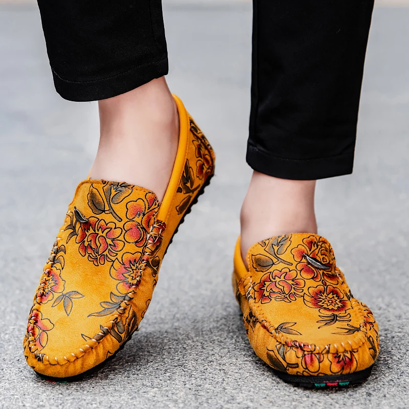 Mocassins en cuir floral 