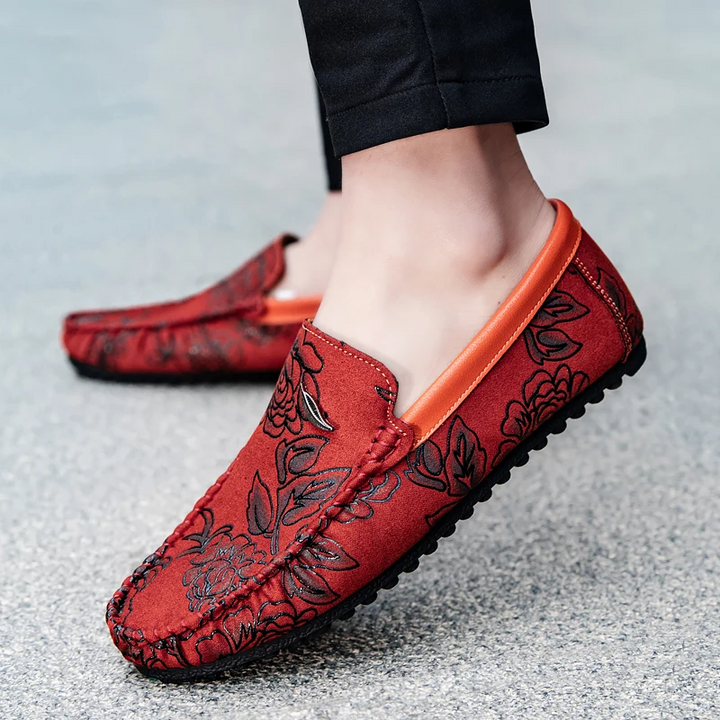 Mocassins en cuir floral 