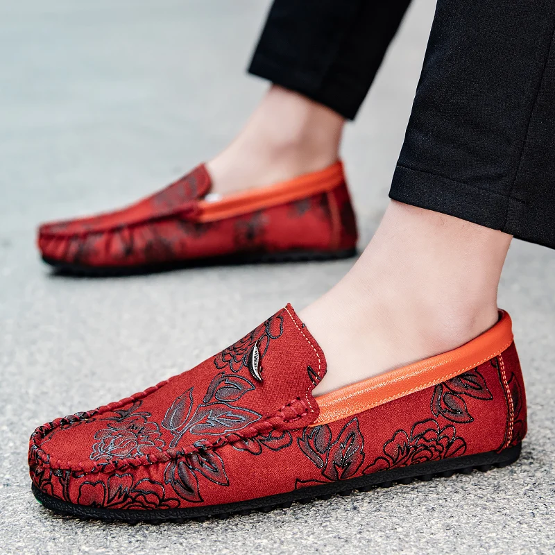 Mocassins en cuir floral 
