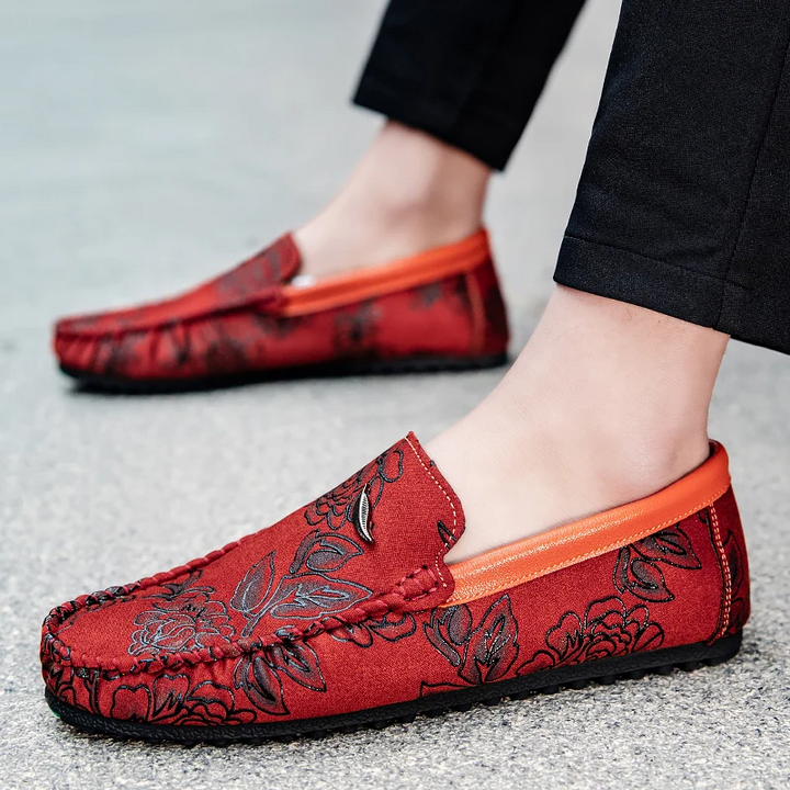 Mocassins en cuir floral 