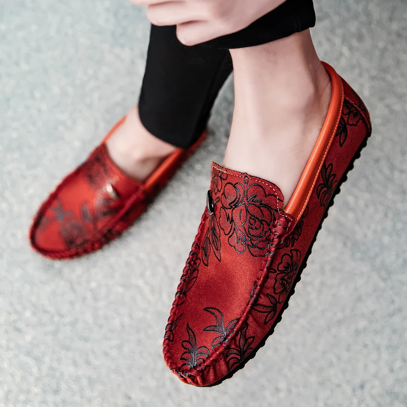 Mocassins en cuir floral 