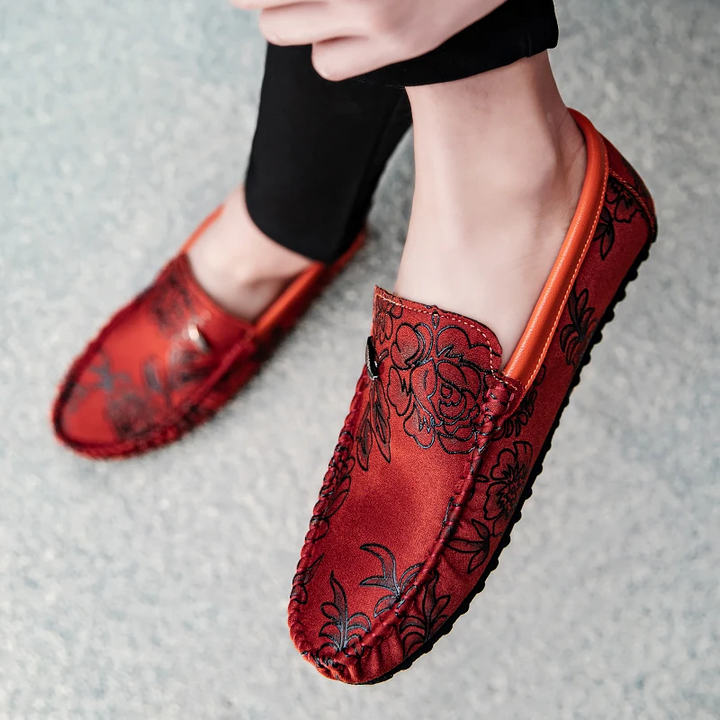 Mocassins en cuir floral 