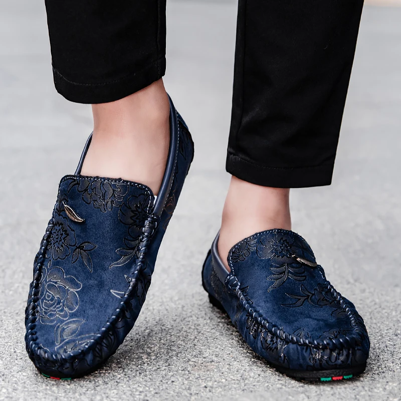 Mocassins en cuir floral 