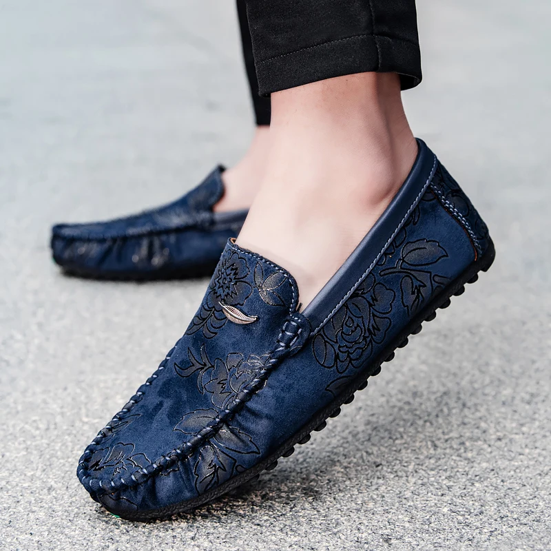 Mocassins en cuir floral 