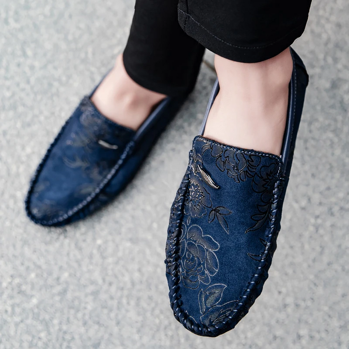Mocassins en cuir floral 