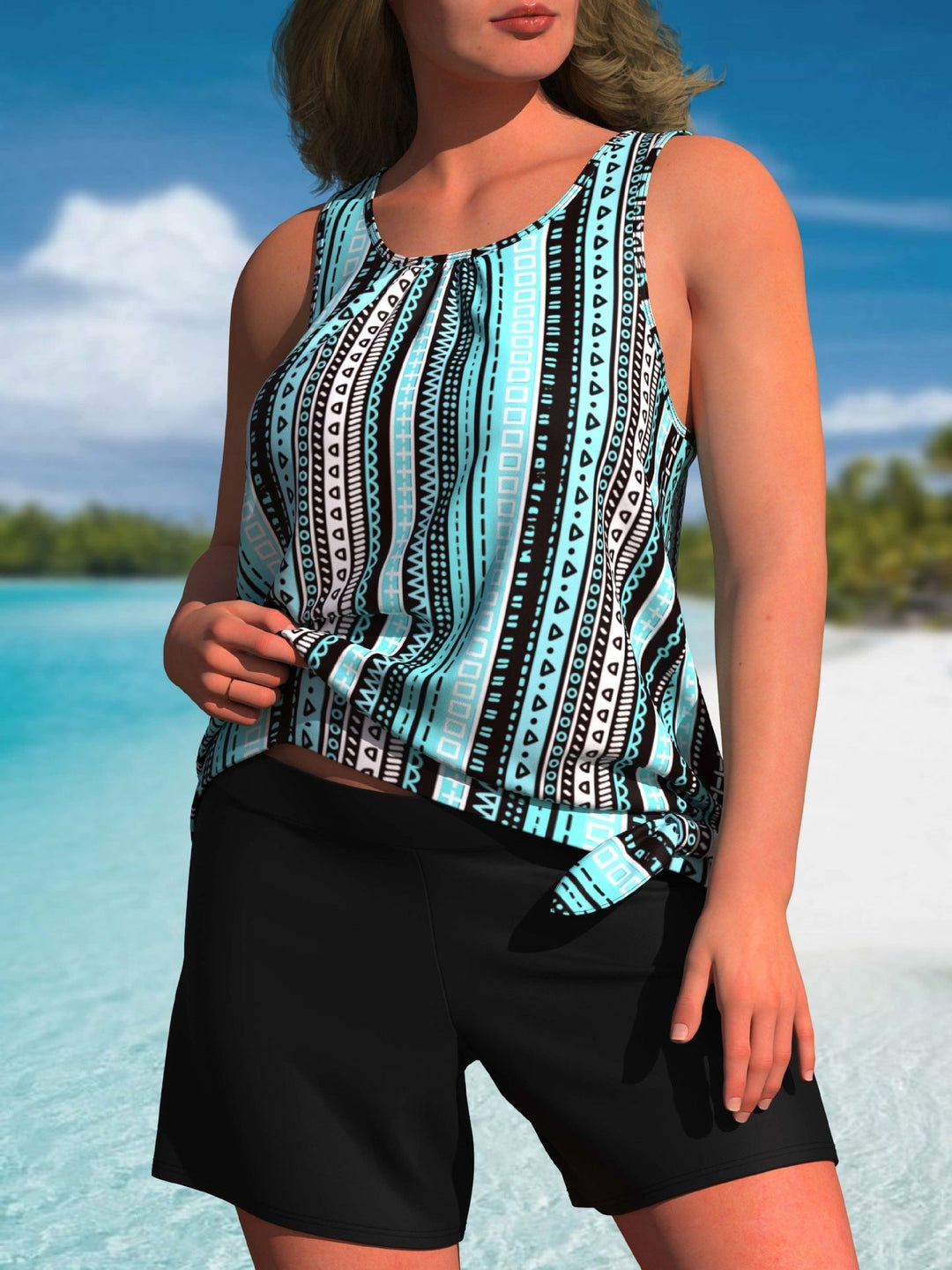 Serena™ | Ensemble Taille Haute Tropical Élégant 