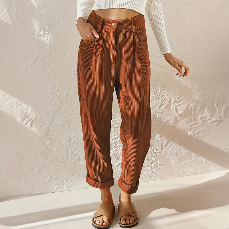 Pantalon en velours côtelé décontracté 