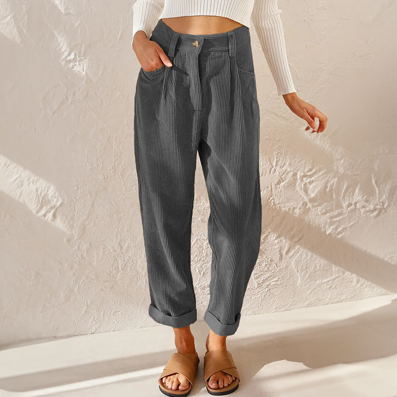Pantalon en velours côtelé décontracté 