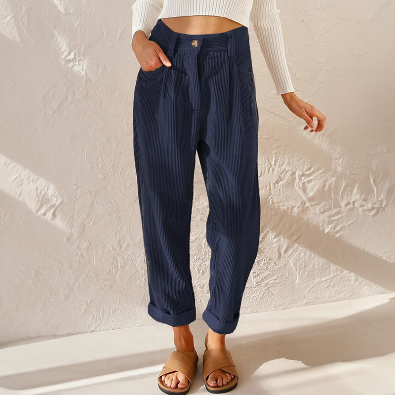 Pantalon en velours côtelé décontracté 