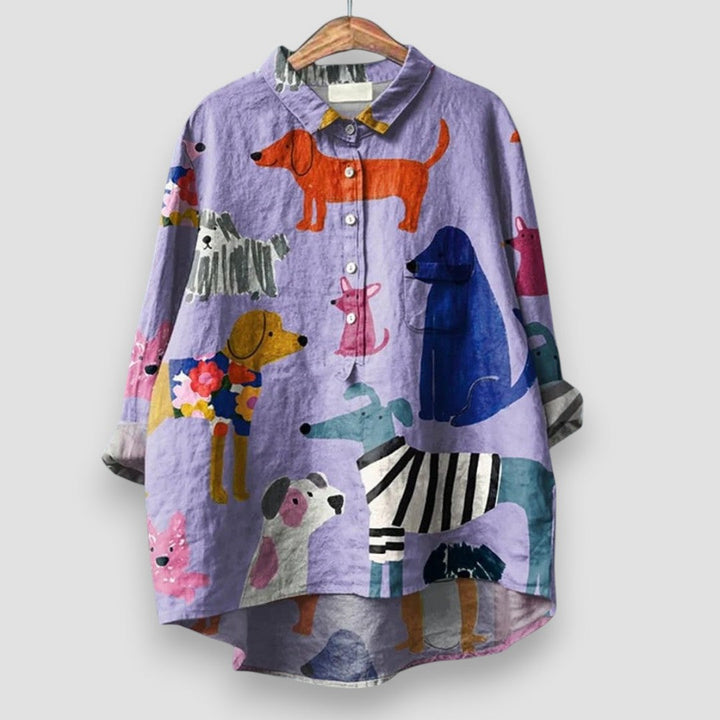 Kathrin - Blouse pour femme avec imprimé chien 