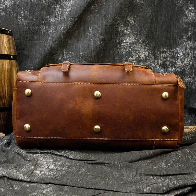 Francesca™ | Retro Crazy Horse Leather Travel Bag with Shoe Compartment