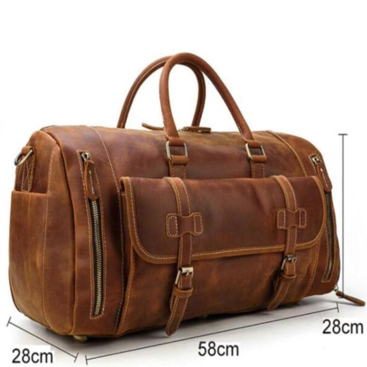 Francesca™ | Retro Crazy Horse Leather Travel Bag with Shoe Compartment