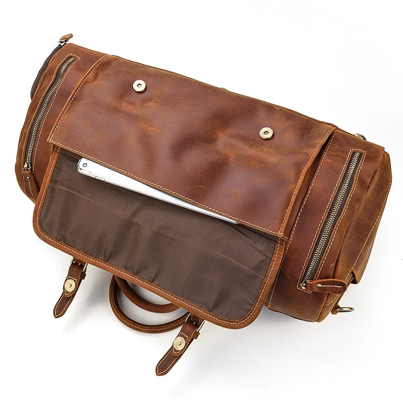 Francesca™ | Retro Crazy Horse Leather Travel Bag with Shoe Compartment
