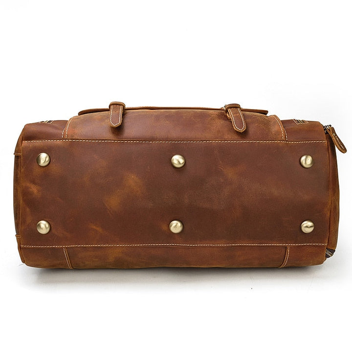 Francesca™ | Retro Crazy Horse Leather Travel Bag with Shoe Compartment