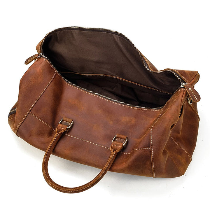 Francesca™ | Retro Crazy Horse Leather Travel Bag with Shoe Compartment