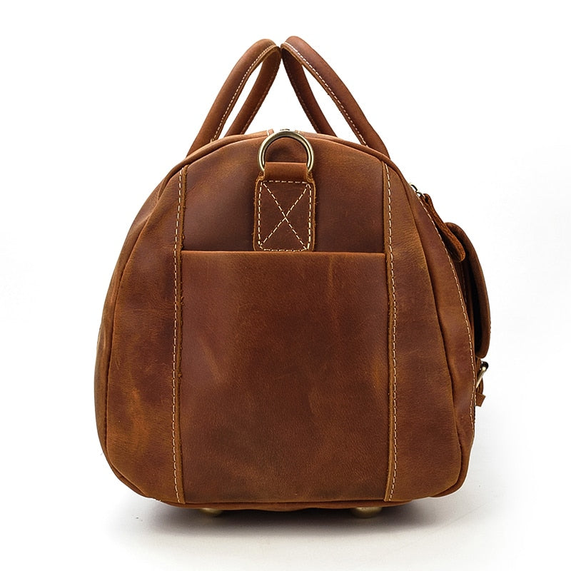Francesca™ | Retro Crazy Horse Leather Travel Bag with Shoe Compartment