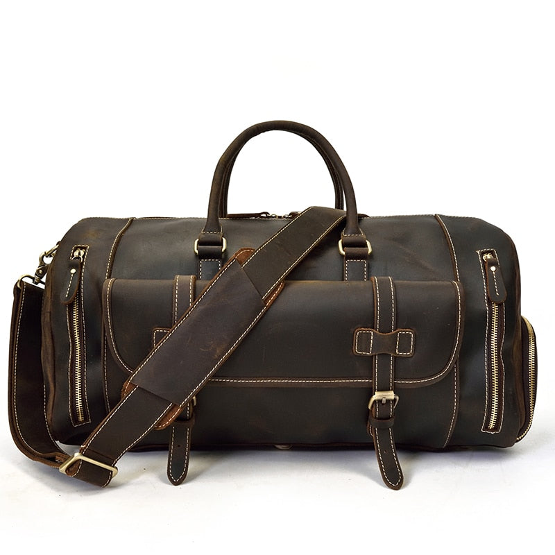 Francesca™ | Retro Crazy Horse Leather Travel Bag with Shoe Compartment