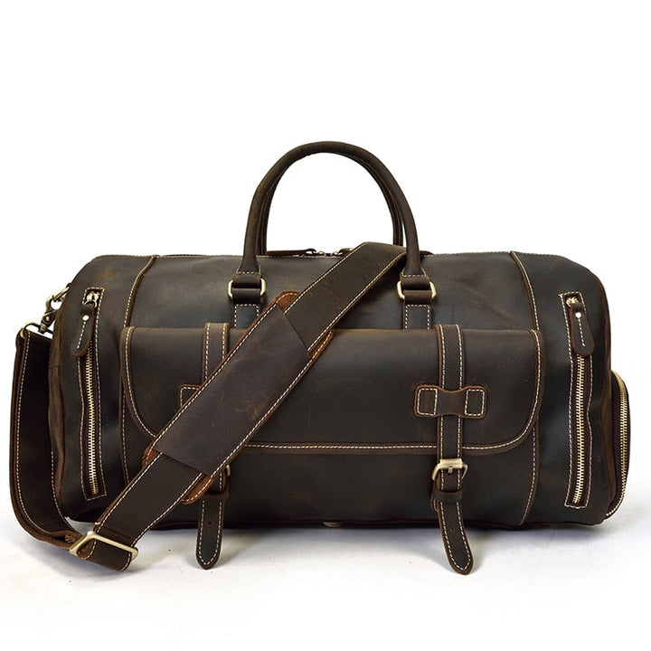 Francesca™ | Retro Crazy Horse Leather Travel Bag with Shoe Compartment