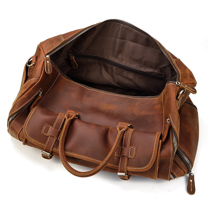 Francesca™ | Retro Crazy Horse Leather Travel Bag with Shoe Compartment