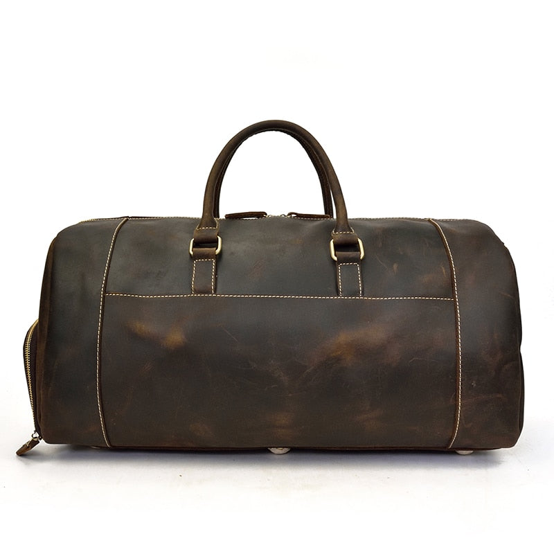 Francesca™ | Retro Crazy Horse Leather Travel Bag with Shoe Compartment
