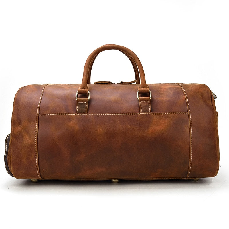 Francesca™ | Retro Crazy Horse Leather Travel Bag with Shoe Compartment