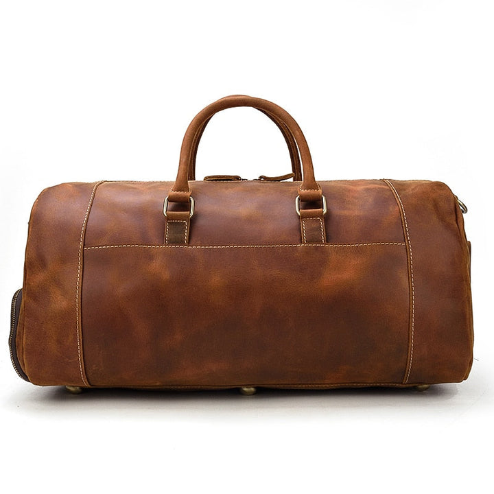 Francesca™ | Retro Crazy Horse Leather Travel Bag with Shoe Compartment