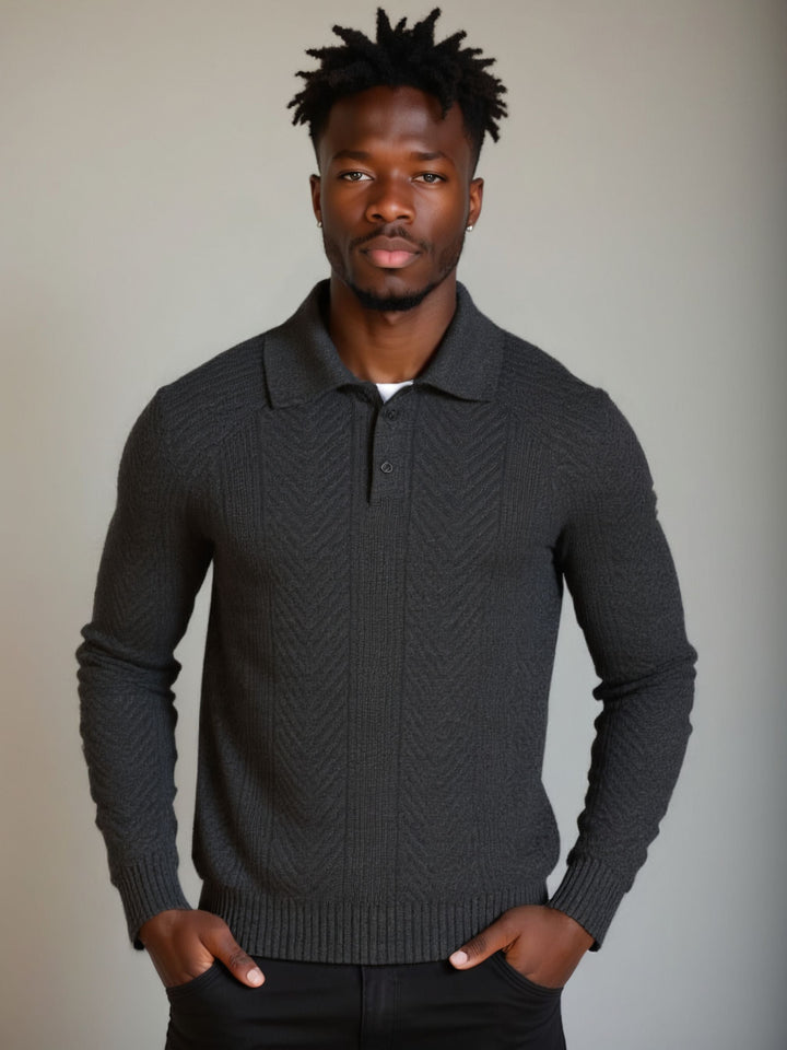 Pull en tricot polo à manches longues - Leviana 