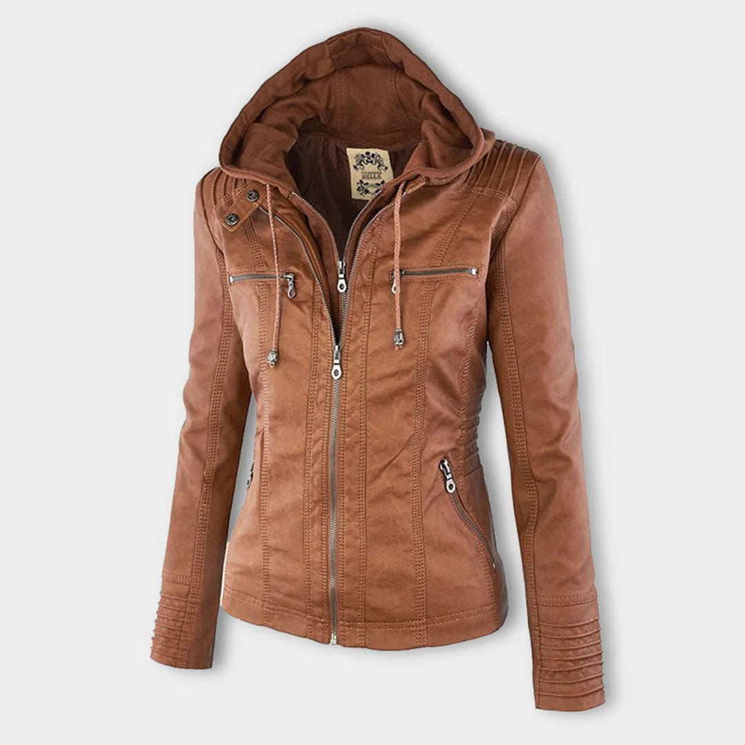 Sienna™ | Veste en similicuir avec capuche 