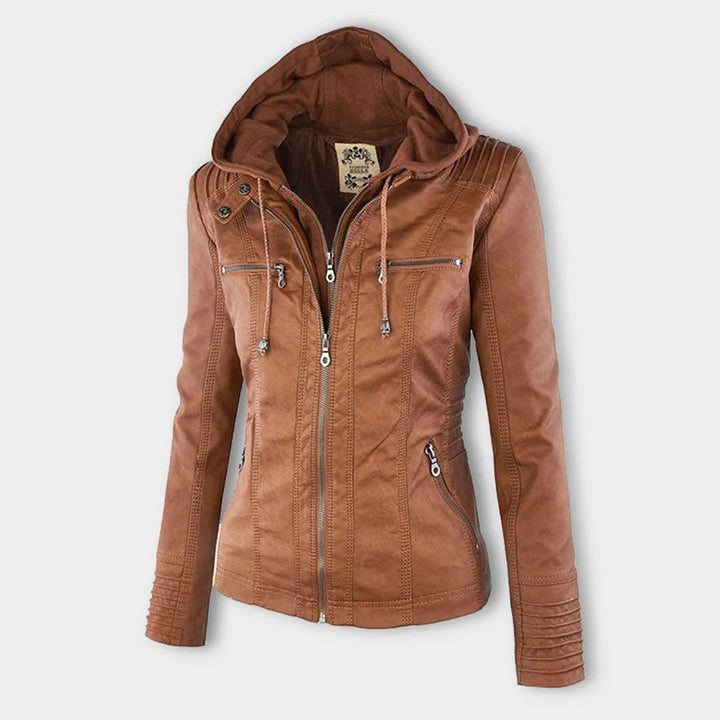Sienna™ | Veste en similicuir avec capuche 