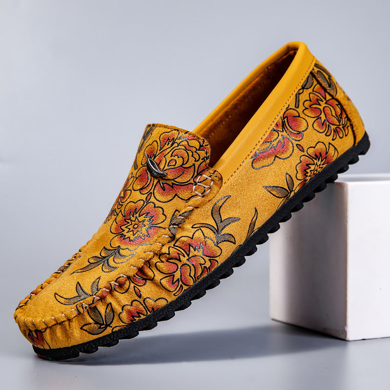Mocassins en cuir floral 