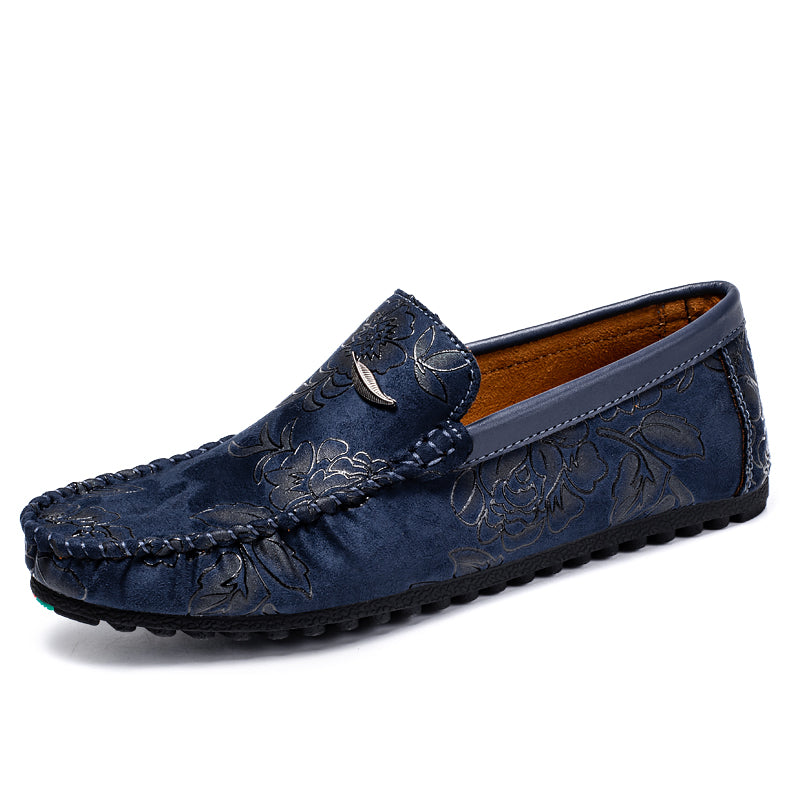 Mocassins en cuir floral 