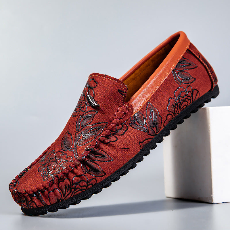 Mocassins en cuir floral 