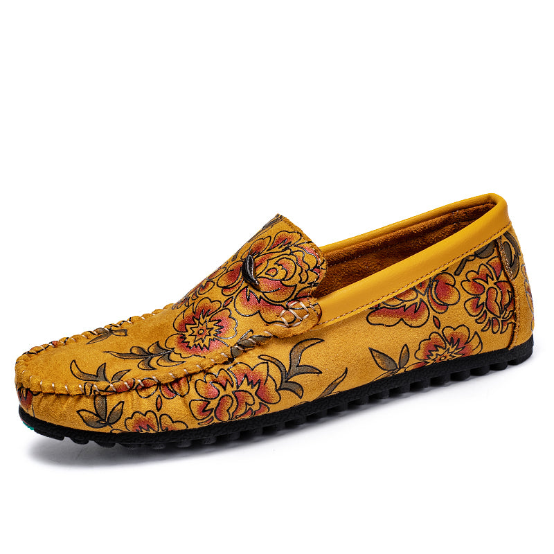 Mocassins en cuir floral 
