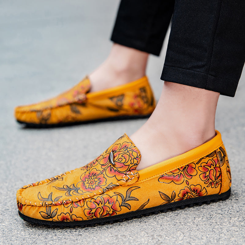 Mocassins en cuir floral 