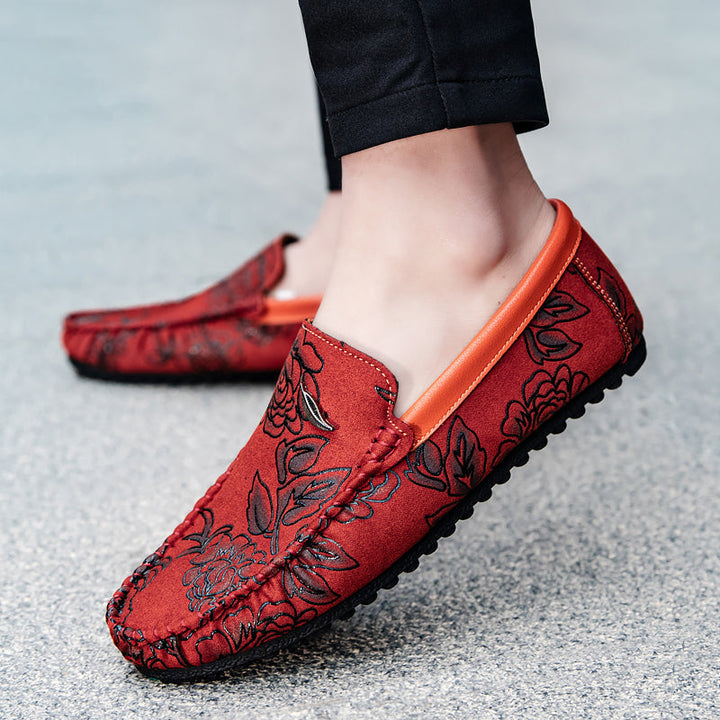 Mocassins en cuir floral 