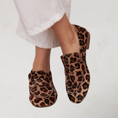Sabine | Mocassins en velours imprimé vache élégant 