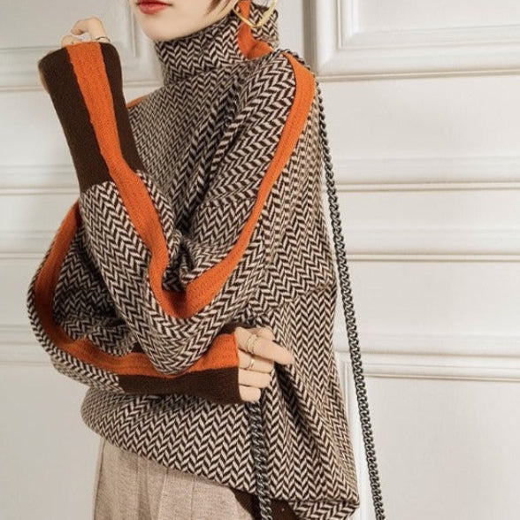 Celestine™ | High Neck Striped Couture