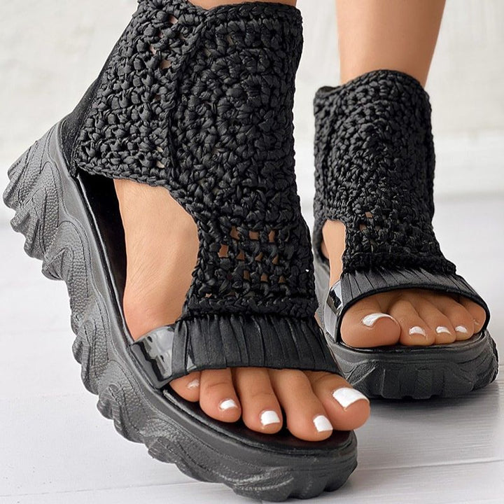 Chaussures en maille à talon compensé Valencia 