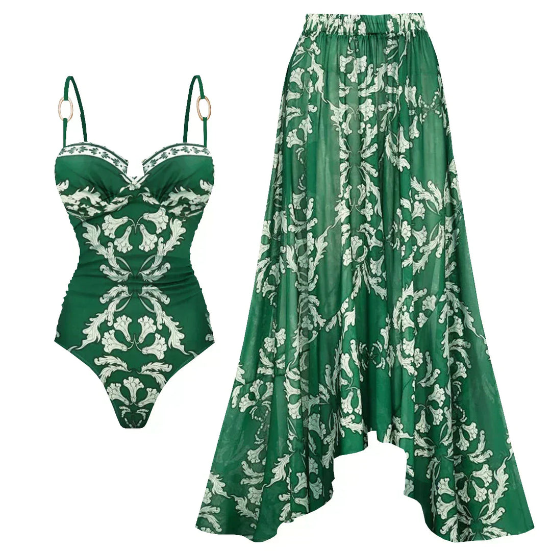 Zemina™ | Maillot de bain une pièce push-up sculptant avec peignoir de plage assorti 